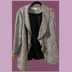 Calvin Klein Waterfall Ruffled Blazer With Chevron Print